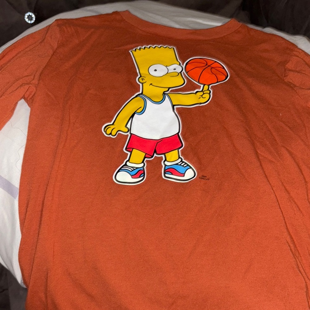 Orange Long Sleeve Shirt with Cartoon Graphic